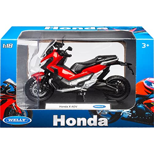 Welly Hon-da X-ADV Rot Roller 1/18 Modell Motorrad Modell Motorrad, Ohne Wunschkennzeichen von Welly