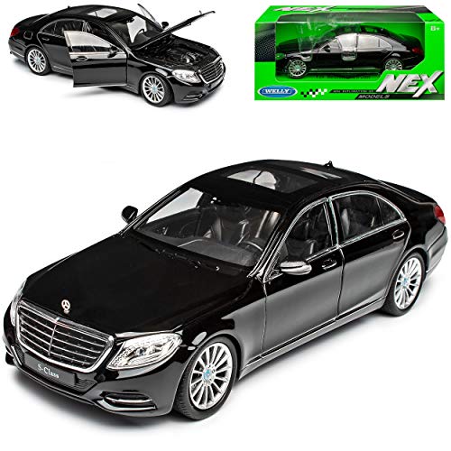 Welly Mercedes-B S-Klasse W222 Schwarz Limousine Ab 2013 1/24 Modell Auto mit individiuellem Wunschkennzeichen von Welly