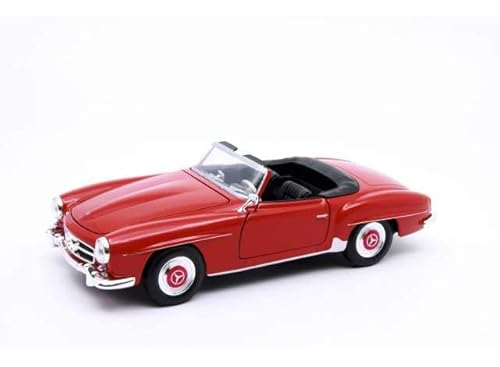 Welly Mercedes-B SL-Klasse 190SL W121 BII Cabrio Offen Rot 1955-1963 1/24 Modell Auto mit individiuellem Wunschkennzeichen von Welly