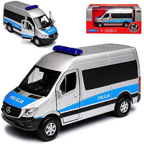 Welly Mercedes-B Sprinter W906 Kasten Polizei Polen Silber Modell 2006 Ab Facelift 2013 ca 1/43 1/36-1/46 Modell Auto von Welly