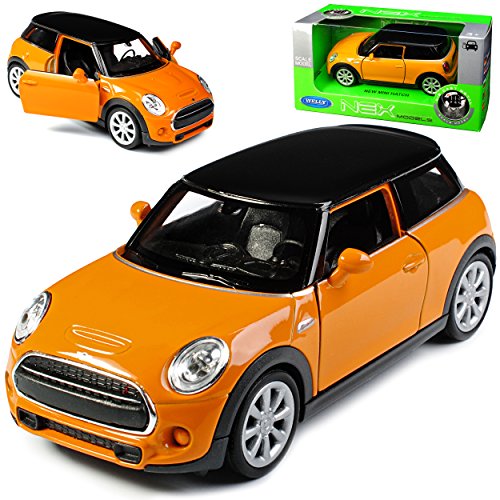 Welly Mini Cooper S F56 New Hatch 3 Türer Gelb mit Schwarzem Dach Ab 2014 ca 1/43 1/36-1/46 Modell Auto mit individiuellem Wunschkennzeichen von Welly