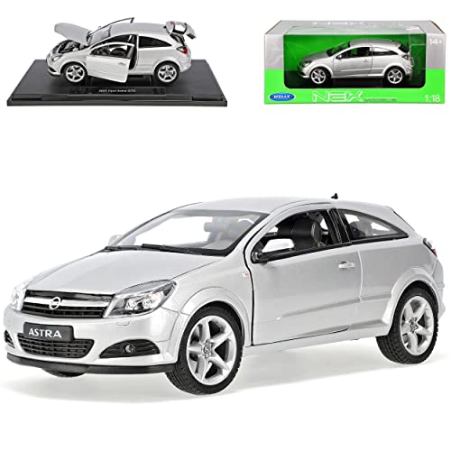 Welly Opel Astra H GTC Coupe Silber 2005-2010 1/18 Modell Auto mit individiuellem Wunschkennzeichen von Welly