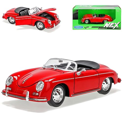 Welly Porsche 356A Speedster Cabrio Offen Rot 1955-1959 1/24 Modell Auto von Welly