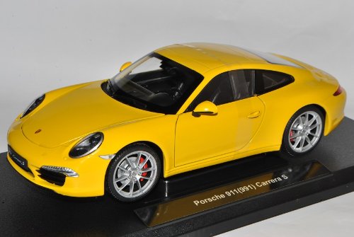 Welly Porsche 911 991 Carrera S Coupe Gelb Ab 2012 1/18 Modell Auto mit individiuellem Wunschkennzeichen von Welly