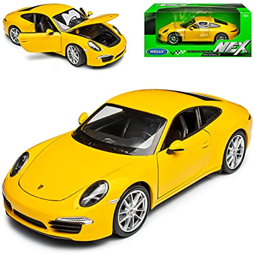 Welly Porsche 911 991 Carrera S Coupe Gelb Ab 2012 1/24 Modell Auto von Welly