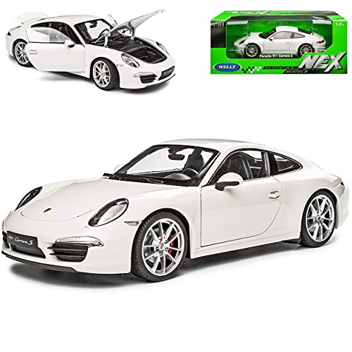 Welly Porsche 911 991 Carrera S Coupe Weiss Ab 2012 1/18 Modell Auto mit individiuellem Wunschkennzeichen von Welly