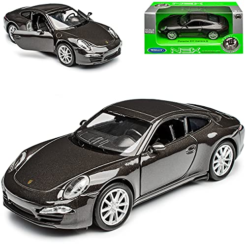 Welly Porsche 911 991 Carrera S Grau Schwarz Coupe Ab 2011 ca 1/43 1/36-1/46 Modell Auto mit individiuellem Wunschkennzeichen von Welly