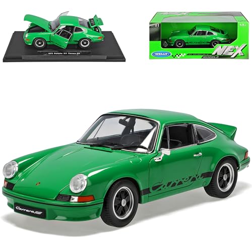 Welly Porsche 911 Carrera RS Urmodell 2.7 Grün mit Schwarz 1963-1973 1/18 Modell Auto von Welly