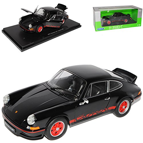 Welly Porsche 911 Carrera RS Urmodell 2.7 Schwarz mit Rot 1963-1973 1/18 Modell Auto von Welly