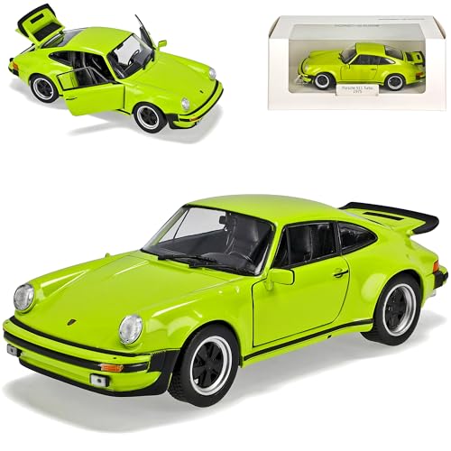 Welly Porsche 911 G-Modell Turbo Licht Hell Grün Coupe 1973-1989 1/24 Modell Auto mit individiuellem Wunschkennzeichen von Welly