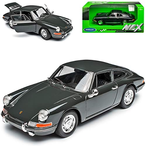 Welly Porsche 911 Urmodell Coupe Grau 1963-1973 1/24 Modell Auto mit individiuellem Wunschkennzeichen von Welly