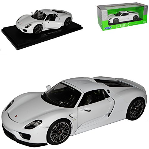 Welly Porsche 918 Spyder Cabrio Coupe Geschlossen Weiss 2013-2015 1/18 Modell Auto von Welly