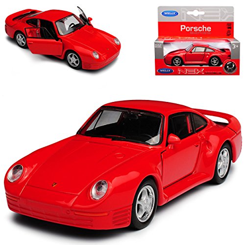 Welly Porsche 959 Coupe Rot 1986-1988 mit Rückzugsmotor ca 1/43 1/36-1/46 Modell Auto von Welly