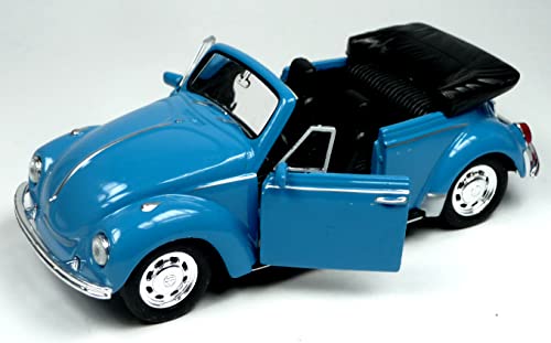 VW Käfer Cabrio Modellauto 1:34 Metall/Kunststoff blau von Welly