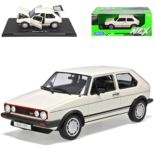 Welly Volkwagen Golf I GTI Weiss 3 Türer 1974-1983 1/18 Modell Auto mit individiuellem Wunschkennzeichen von Welly