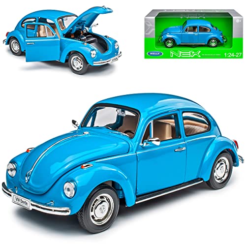 Welly Volkwagen Käfer Coupe Blau 1/24 Modell Auto mit individiuellem Wunschkennzeichen von Welly