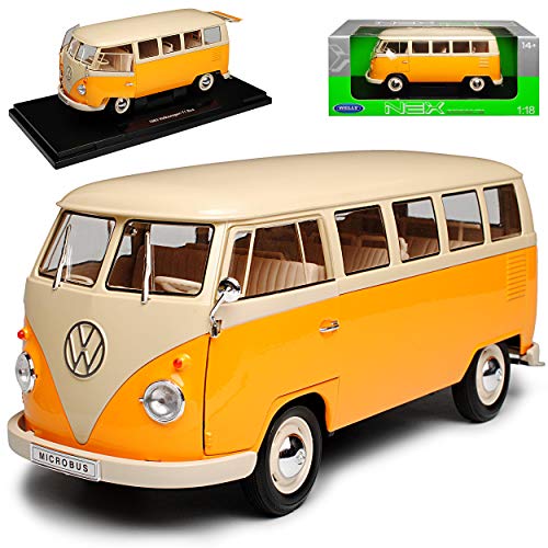 Welly Volkwagen T1 Beige Gelb Personen Transporter Bully Bus 1950-1967 1/18 Modell Auto von Welly