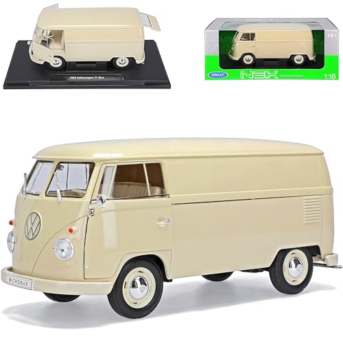 Welly Volkwagen T1 Beige Transporter Kasten Bully Bus 1950-1967 1/18 Modell Auto von Welly