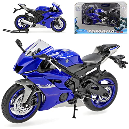 Welly Yamah. YZF-R6 Blau 1/12 Modell Motorrad mit individiuellem Wunschkennzeichen von Welly