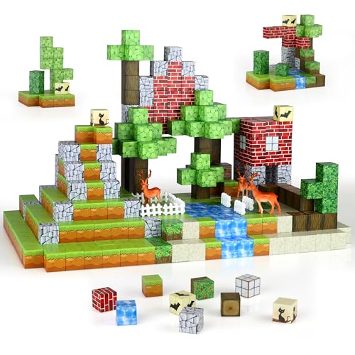 Welmay Magnetic Building Blocks 101PCS, Magnetische Bausteine für Kinder, Montessori Magnetbausteine Spielzeug ab Jungen und Mädchen 3 4 5 6+ Jahren, 2024 Neu von Welmay