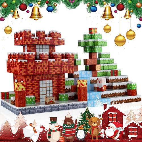 Welmay Magnetische Bausteine 100PCS, Christmas Magnetic Building Blocks für Kinder, Montessori Magnetbausteine Konstruktionsspielzeug ab 3 4 5 6+ Jahren von Welmay