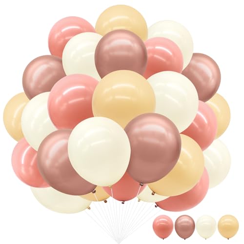 Retro Aprikose Rosa Party Luftballons,62 Stück Gold Metallic Rosa Ballons,12 Zoll Pastell Latexballon für Kinder Erwachsene Geburtstag Hochzeit Babyparty Abschlussfeier Deko (color-rose gold) von Wendergo