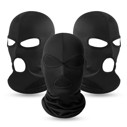 Wendergo 3 Stück Halloween Gesichtslose Maske, Sturmhaube mit 3 Löchern/Sturmhaube 2 loch, Halloween Vollgesichtsmaske für Outdoor Sports Kostüm Cosplay (3 Löchern) von Wendergo