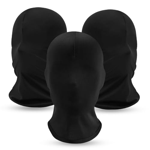 Wendergo 3 Stück Halloween Gesichtslose Maske, Sturmhaube mit 3 Löchern/Sturmhaube 2 loch, Halloween Vollgesichtsmaske für Outdoor Sports Kostüm Cosplay (Keine Löchern) von Wendergo