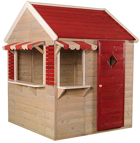 Wendi Toys M16R Stelzenhaus Kinder Outdoor Holz, FSC-Zertifiziert, 120x120x155 cm, Rot – Spielhaus Kinder Outdoor Holz, Gartenhaus Kinder Draußen für Gartenaktivitäten, 3-7 Jahre Kinderhaus von Wendi Toys