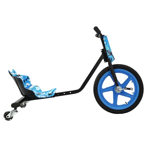 Wengna Pedal-Gokart, 16 Inch Kinderfahrzeug, Tretauto mit Beleuchtetes Hinterrad, 360° Universalrad, Sicherheit und Stabilität, für Kinder 130-160cm, Geschenk (Blaue Tarnung) von Wengna