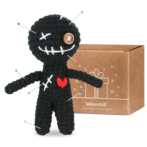 WenmthG Funny Voodoo Puppe mit Nadeln Groß 12CM Büro Geschenk für Kollegen Kollegin Freunde, Lustige Geschenke Voodoo Puppe zum Entspannen Stressabbau - Schwarz 1 Stück von WenmthG