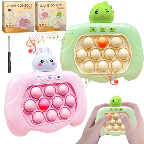 2 Stuck Pop Fidget it Quick Push Spiel, Puzzle Spielmaschine Game Controller, Elektronisches Sensorspiel, Dekompressions Spielzeug Bubble Sensory Toy Kaninchen & Dinosaurier von Wenosda