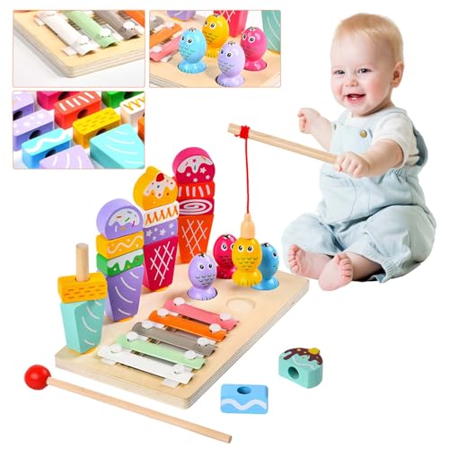 Wenosda Montessori Spielzeug ab 3 Jahr,3 in 1 Multifunktionale Holzspielzeug Magnetische Angelspiel Xylophon Spielzeug Motorikwürfel, Baby Lernspielzeug Wenosda Montessori Spielzeug ab 3 Jahr,3 in 1 Multifunktionale Holzspielzeug Magnetische Angelspiel Xylophon Spielzeug Motorikwürfel, Baby Lernspielzeug von Wenosda