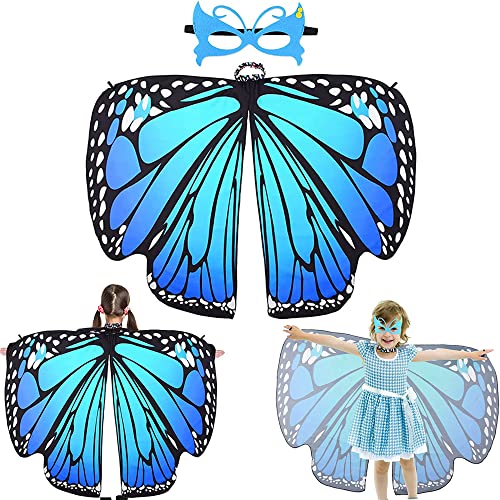 Schmetterling Sling Umhang, Schmetterling Kostüm Set, Schmetterling Kostüm Kinder, Schmetterling Umhang Kostüm Mädchen, Für Mädchen Party Halloween Weihnachten Kostüm Cosplay Karneval Fasching von Wenrou