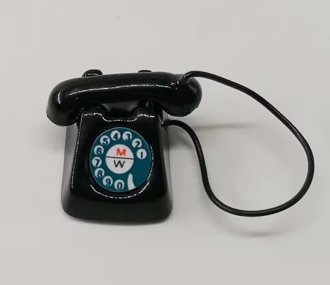 Schwarz 1/12 Miniatur Telefon Puppenhaus Dekoration Zubehör Dekor Dekorationen von Wentoenapp