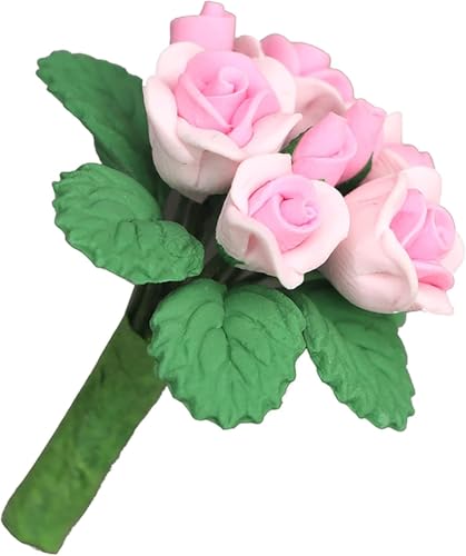 Wentoenapp Rosa 1:12 Maßstab Blumen Puppenhaus Miniatur Blumen Winzige Blumen Harz Mini Rosen Kunstblumen Mini Rosen zum Basteln, Kleine Blumen zum Basteln Mini Blumen für Dekoration (1,4 Zoll) von Wentoenapp