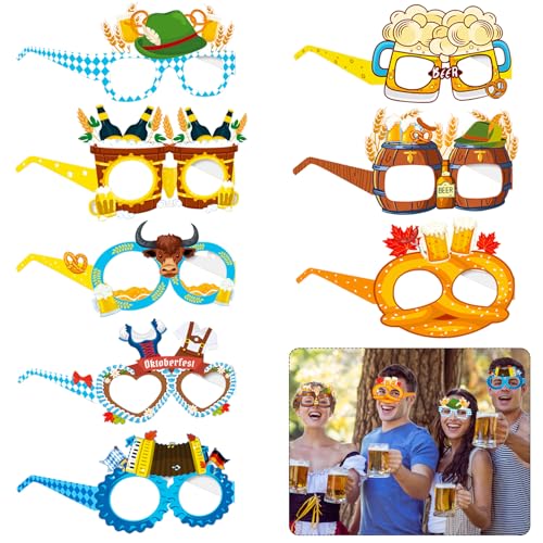 Wentsent 24 Stück Oktoberfest Partybrille, Oktoberfest Accessoires Partybrille Papier Brillen Lustig Oktoberfest Party Deko Bayrisch Foto Requisiten Bayern Photo Booth Props Dekoration von Wentsent