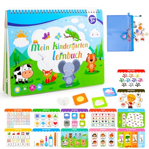 Weokeey Montessori Spielzeug ab 3 4 5 Jahre, Lernspiele ab 3 Jahre Quiet Book Kalender Kinderspielzeug Lernspielzeug Busy Book Geburtstag Kindergarten Einschulung Geschenke für Kinder von Weokeey