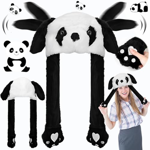 Weploda Plüsch Panda Hut, Beweglicher Ohr-Panda Hut, Panda Hut Mit Beweglichen Ohren, Lustige Panda Mütze Hält Sie Warm, Für Halloween Weihnachten Geburtstag Rollenspiel Geschenke von Weploda