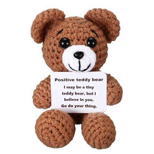 Bär Häkelspielzeug Plüsch – Praktische Häkelbärenpuppe | Geschenk Zur Emotionalen Unterstützung | Bärenpuppe Mit Positiver Unterstützung | Positive Strickende Tiere Bär Weiche Lustige Tierfigur Für Ki von Weppduk