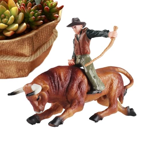 Weppduk Bullenreiten-Figuren - Simuliertes wildes spanisches Stierkämpfer-Rindermodell | Rodeoes Actionfigur zum Sammeln, Lernspielzeug, Kuchendekoration, Geschenk für Kinder und Kleinkinder von Weppduk