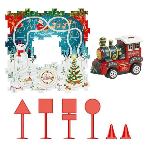 Weppduk Eisenbahnwagen Spielzeug Set Eisenbahnwagen Spielzeug für Eisenbahnwagen Puzzle Montageschiene für Modellauto Weihnachten Lernspielzeug für Kinder 3-6 von Weppduk