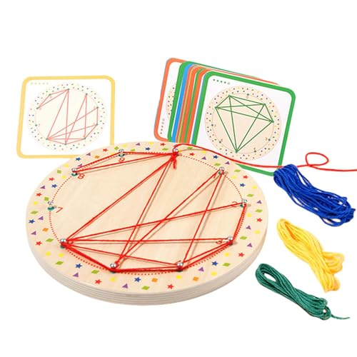 Weppduk Geoboard Geoboard aus Holz | umhüllende Grafik | Lernspielzeug für Feinmotorik | Lernspielzeug für Mädchen und im Vorschulalter von 3-5 Jahren von Weppduk