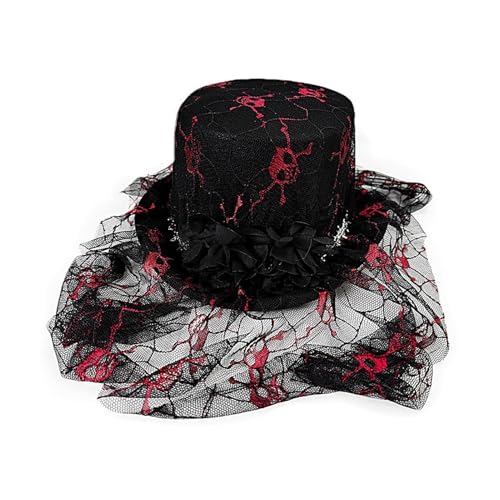 Weppduk Halloween Damen Zylinder Hut, Halloween Fascinator Hut, Zylinder Hut Damen Halloween Schädel Fascinatoren, Saisonale Kopfbedeckung für Mädchen von Weppduk