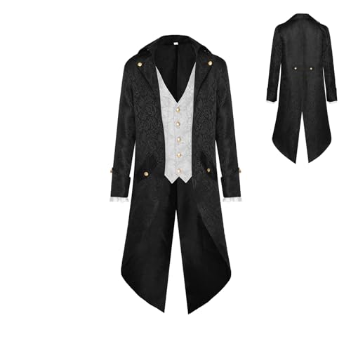 Weppduk Herren Mantel Gothic Jacke Herren Frac Jacke Steampunk Redingote | Gothic Mittelalter Renaissance Cosplay Kostüm für Männer Teenager von Weppduk