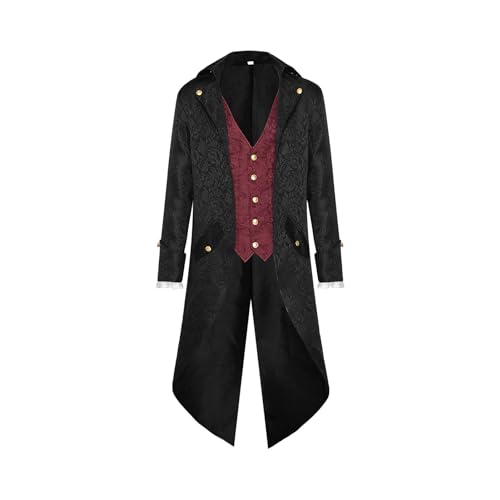 Weppduk Herren Mantel Gothic Jacke Herren | Frac Steampunk Jacke Redingote | Frac Gothic Frac Cosplay Renaissance Kostüm für Karneval von Weppduk