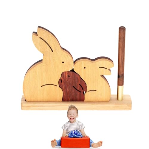 Weppduk Puzzle mit Holztieren, Holzpuzzle für Kinder - Kaninchenpuzzle für Kinder, Holztierpuzzle Dekoration, Stifthalter, Lernpuzzle für Kinder für die Vorschule von Weppduk