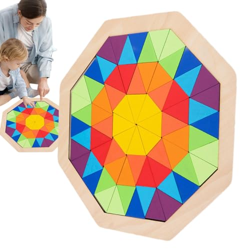 Weppduk Regenbogen-Puzzle aus Holz, Tangram-Puzzle - Geometrisches Regenbogen-Tangram-Puzzle, lustiges Lernspielzeug, geometrisches Puzzle, Tangram Lernspielzeug für und von Weppduk