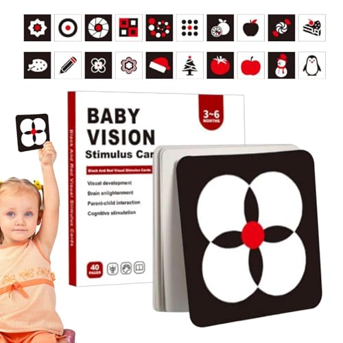 Weqizuerqi Baby Vision Stimulation, Baby Vision Stimulationskarten | Hochkontrastkarten für Kinder - Frühe pädagogische visuelle sensorische Stimulation Lernaktivität Flitzer für Kinder 0-3 von Weqizuerqi