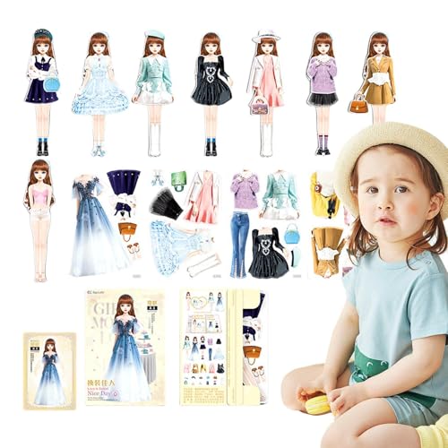 Weqizuerqi Papierpuppen für Mädchen, magnetisches Anziehset,Prinzessin Dress Up Magnetpuppenspiel | Vorschul-Lernspielzeug, Papierpuppe, Rollenspielspielzeug für Kinder, Mädchen, Teenager, von Weqizuerqi